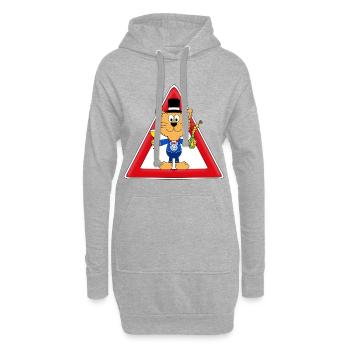 ACHTUNG KATER! - KATZE - TIER - TIERISCH - Hoodie-Kleid - Grau meliert - Vorne