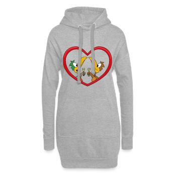 ENTEN - HERZ - FEIER - ANLASS - AUF DIE LIEBE - Hoodie-Kleid - Grau meliert - Vorne