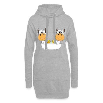 KÜHE - BADEWANNE - BADEN - TIERE - LIEBE - LOVE - Hoodie-Kleid - Grau meliert - Vorne