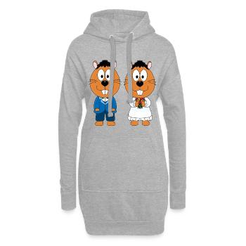 BIBER - HOCHZEIT - OTTER - BRAUTPAAR - LIEBE - Hoodie-Kleid - Grau meliert - Vorne