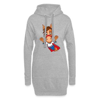 SUPERHELD - PFERD - PONY - TIER - KIND - BABY - Hoodie-Kleid - Grau meliert - Vorne