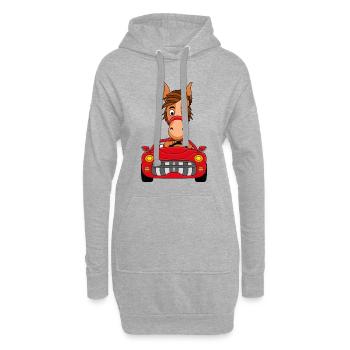 AUTO - CABRIO - PONY - PFERD - TIER - TIERISCH - Hoodie-Kleid - Grau meliert - Vorne