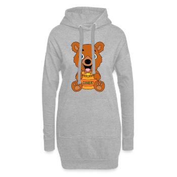 HONIG - TEDDYBÄR - BÄR - TEDDY - KINDER - BABY - Hoodie-Kleid - Grau meliert - Vorne