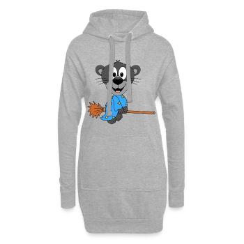 HEXENBESEN - FLIEGEN - HEXE - PANTER - TIER - Hoodie-Kleid - Grau meliert - Vorne