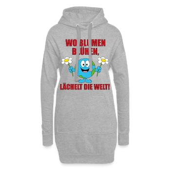 WO BLUMEN BLÜHEN, LÄCHELT DIE WELT! - Hoodie-Kleid - Grau meliert - Vorne