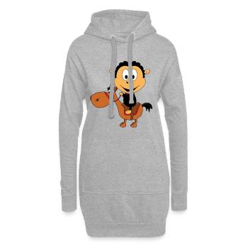 SCHAF - PFERD - PONY - REITEN - TIERE - TIERISCH - Hoodie-Kleid - Grau meliert - Vorne