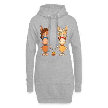 PFERDE - PONY - LAGERFEUER - MARSHMALLOWS - TIERE - Hoodie-Kleid - Grau meliert - Vorne
