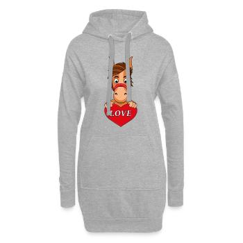 LIEBE - HERZ - PFERD - PONY - REITEN - TIER - KIND - Hoodie-Kleid - Grau meliert - Vorne
