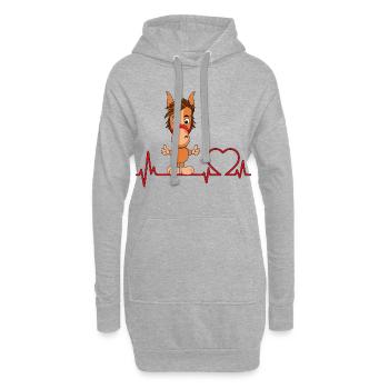 PFERD - PONY - REITEN - LIEBE - HERZSCHLAG - Hoodie-Kleid - Grau meliert - Vorne
