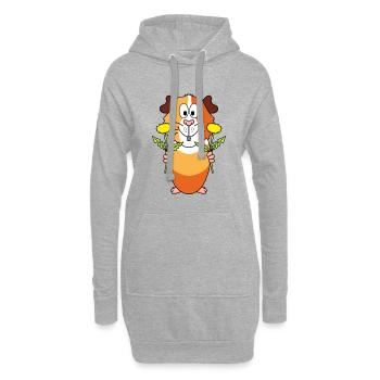 BLUMEN - MEERSCHWEINCHEN - TIER - LIEBE - Hoodie-Kleid - Grau meliert - Vorne
