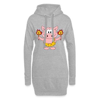 SCHWEIN - FEUER - Hoodie-Kleid - Grau meliert - Vorne