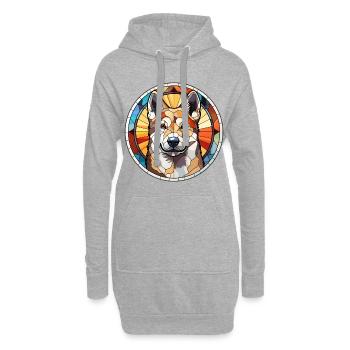 Akita Hunderasse Aquarellglas - Hoodie-Kleid - Grau meliert - Vorne