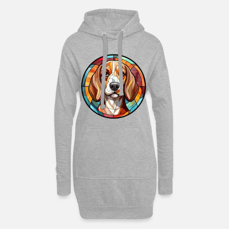 Beagle Hunderasse Aquarellglas - Hoodie-Kleid - Grau meliert