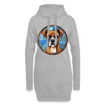 Boxer Hunderasse Aquarellglas - Hoodie-Kleid - Grau meliert - Vorne