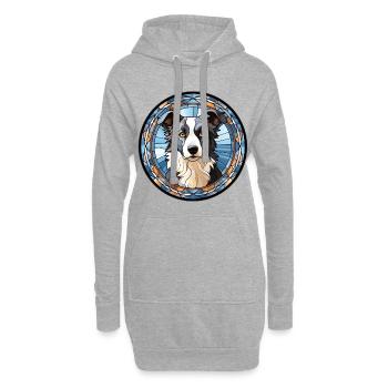 Border Collie Hunderasse Aquarellglas - Hoodie-Kleid - Grau meliert - Vorne