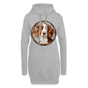 Verre aquarelle de race de chien de Bretagne - Sweat-shirt à capuche long Femme - gris chiné - Devant