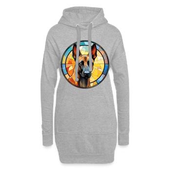 Verre aquarelle de race de chien malinois belge - Sweat-shirt à capuche long Femme - gris chiné - Devant