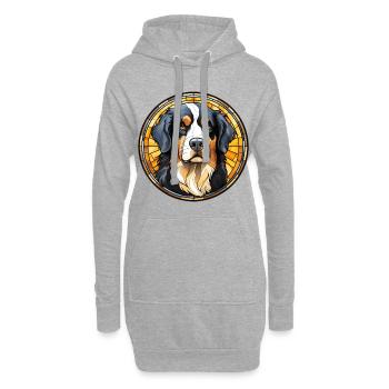 Berner Sennenhund Rasse Aquarellglas - Hoodie-Kleid - Grau meliert - Vorne