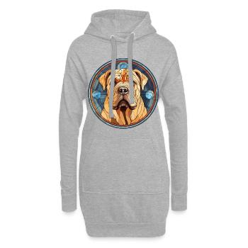 Verre aquarelle de race de chien chinois Shar Pei - Sweat-shirt à capuche long Femme - gris chiné - Devant