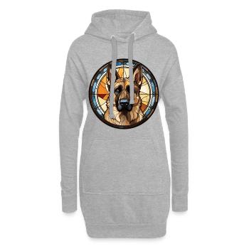 Deutscher Schäferhund Rasse Aquarellglas - Hoodie-Kleid - Grau meliert - Vorne