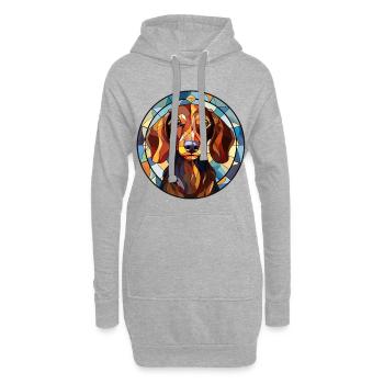 Teckel Dog Race Aquarelle Verre - Sweat-shirt à capuche long Femme - gris chiné - Devant
