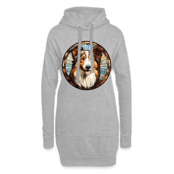 Collie Dog Breed Aquarelle Verre - Sweat-shirt à capuche long Femme - gris chiné - Devant