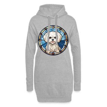 Maltesische Hunderasse Aquarellglas - Hoodie-Kleid - Grau meliert - Vorne