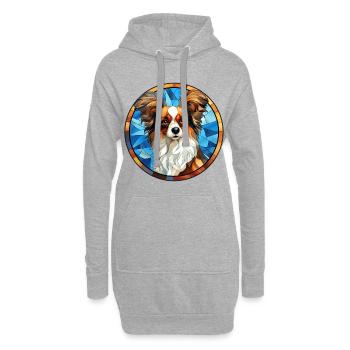 Papillon Dog Race Aquarelle Verre - Sweat-shirt à capuche long Femme - gris chiné - Devant