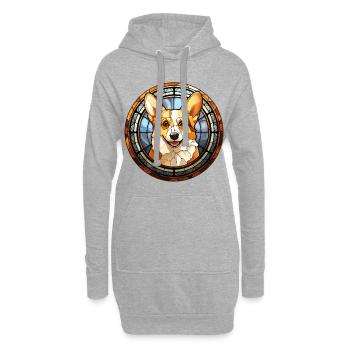 Pembroke Welsh Corgi Hunderasse Aquarellglas - Hoodie-Kleid - Grau meliert - Vorne