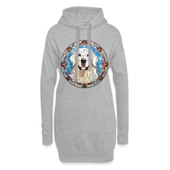 Grande Pyrénée Race Chien Aquarelle Verre - Sweat-shirt à capuche long Femme - gris chiné - Devant