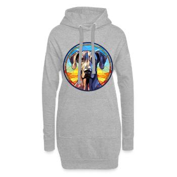 Grand Dague Dog Race Aquarelle Verre - Sweat-shirt à capuche long Femme - gris chiné - Devant