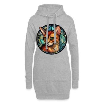 Abessinierkatze Rasse Aquarellglas - Hoodie-Kleid - Grau meliert - Vorne