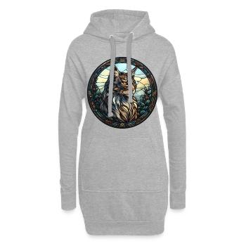 American Bobtail Cat Breed Aquarelle Verre - Sweat-shirt à capuche long Femme - gris chiné - Devant