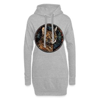 American Wirehair Cat Breed Aquarelle Verre - Sweat-shirt à capuche long Femme - gris chiné - Devant