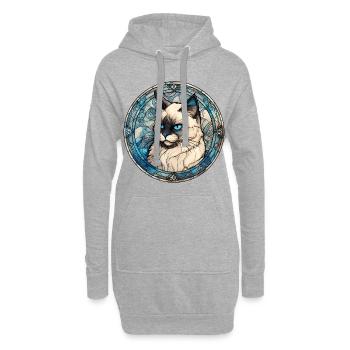 Birman Cat Breed Aquarelle Verre - Sweat-shirt à capuche long Femme - gris chiné - Devant