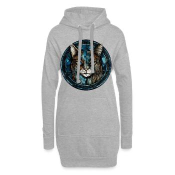 Ägäische Katzenrasse Aquarellglas - Hoodie-Kleid - Grau meliert - Vorne