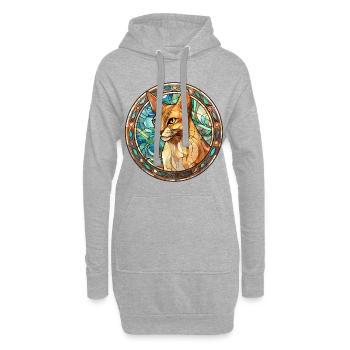 Abessinierkatze Rasse Aquarellglas - Hoodie-Kleid - Grau meliert - Vorne