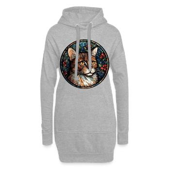 American Wirehair Cat Breed Aquarelle Verre - Sweat-shirt à capuche long Femme - gris chiné - Devant