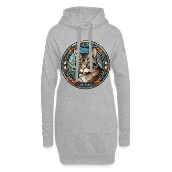 Brasilianische Kurzhaarkatzenrasse Aquarellglas - Hoodie-Kleid - Grau meliert - Vorne