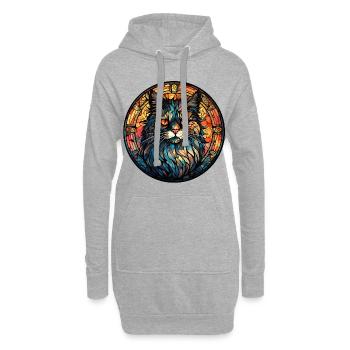 Cymric Katzenrasse Aquarellglas - Hoodie-Kleid - Grau meliert - Vorne
