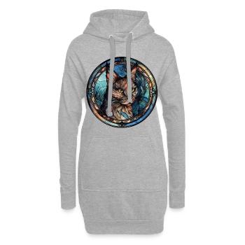 Donskoy Katzenrasse Aquarellglas - Hoodie-Kleid - Grau meliert - Vorne