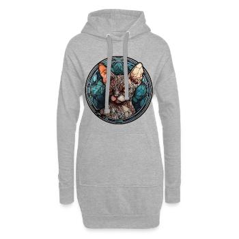 Devon Rex Cat Breed Watercolor Glass - Hoodie Dress - heather grey - Front