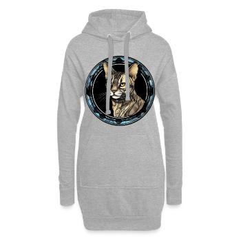 Verre aquarelle de race de chat mau égyptien - Sweat-shirt à capuche long Femme - gris chiné - Devant