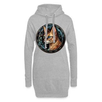 Chausie Katzenrasse Aquarellglas - Hoodie-Kleid - Grau meliert - Vorne