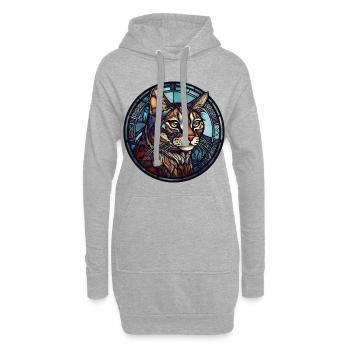 Kalifornisches Aquarellglas mit gespillter Katzenrasse - Hoodie-Kleid - Grau meliert - Vorne