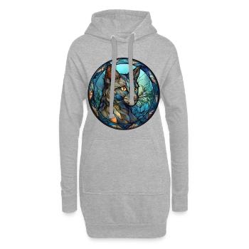 Minskin Katzenrasse Aquarellglas - Hoodie-Kleid - Grau meliert - Vorne