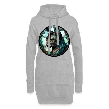 Minskin Katzenrasse Aquarellglas - Hoodie-Kleid - Grau meliert - Vorne
