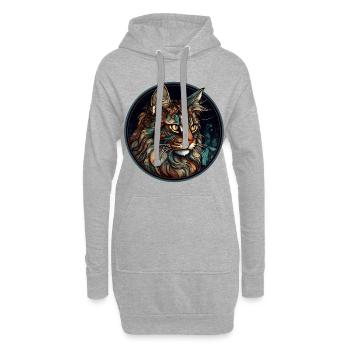 Maine Coon Cat Breed Aquarelle Verre - Sweat-shirt à capuche long Femme - gris chiné - Devant