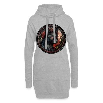 Lykoi Katzenrasse Aquarellglas - Hoodie-Kleid - Grau meliert - Vorne