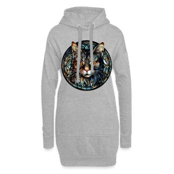 Minskin Katzenrasse Aquarellglas - Hoodie-Kleid - Grau meliert - Vorne